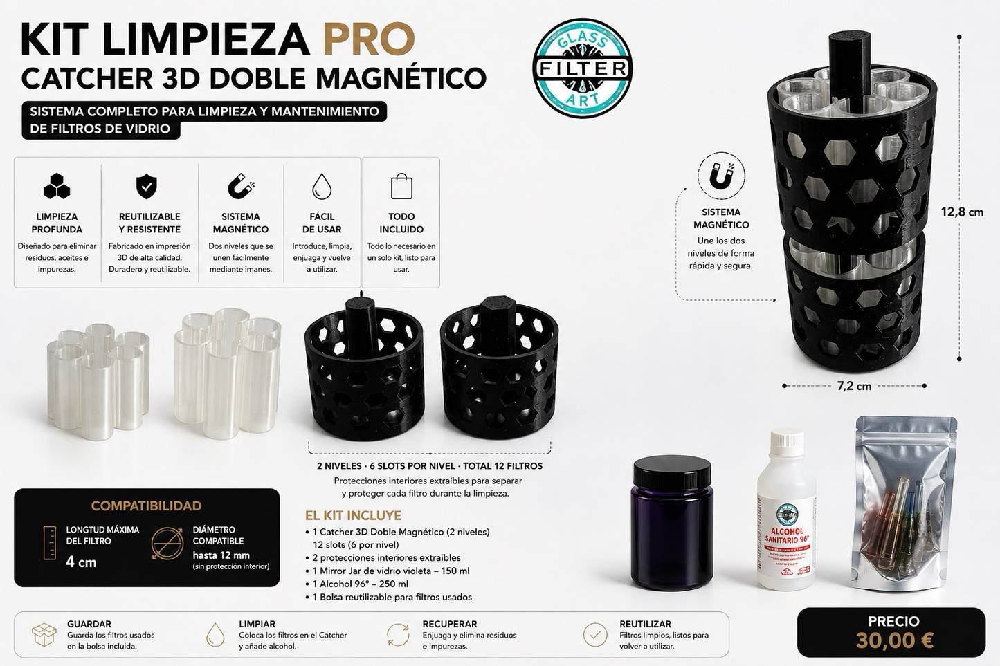 Kit Limpieza Pro – Catcher 3D Doble Magnético