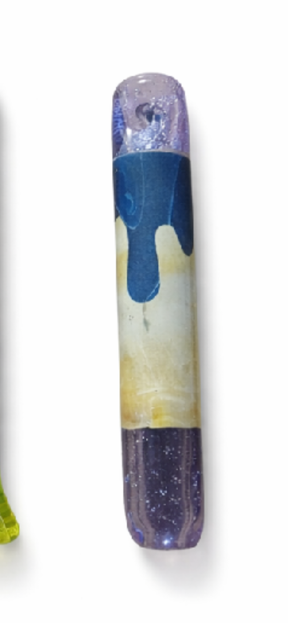 Filtro de Vidrio Artesanal Lila, Azul y Caramelo | 9 mm × 6 cm