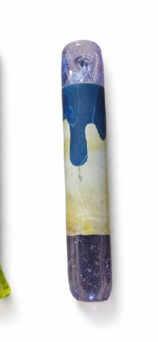 Filtro de Vidrio Artesanal Lila, Azul y Caramelo | 9 mm × 6 cm