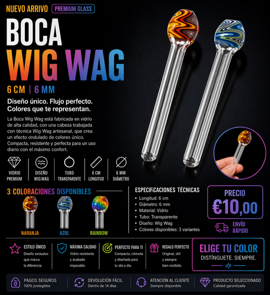 Glass tips Boca Colorada wig wag   6cm 6cm NEW modelos ❤️‍🔥