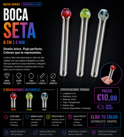 Glass tips Boca Colorada 🍄  6cm 6cm NEW COLORES